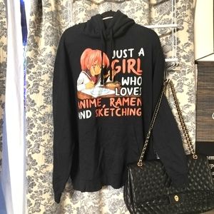 Black graphic hoodie anime